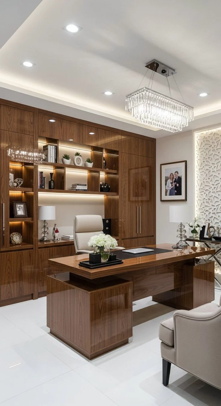 Contemporary office workspace with designer finishes