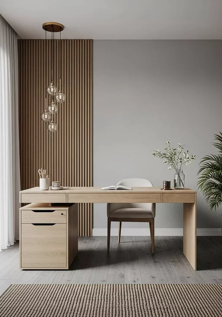 Soft neutral residential space with layered texture