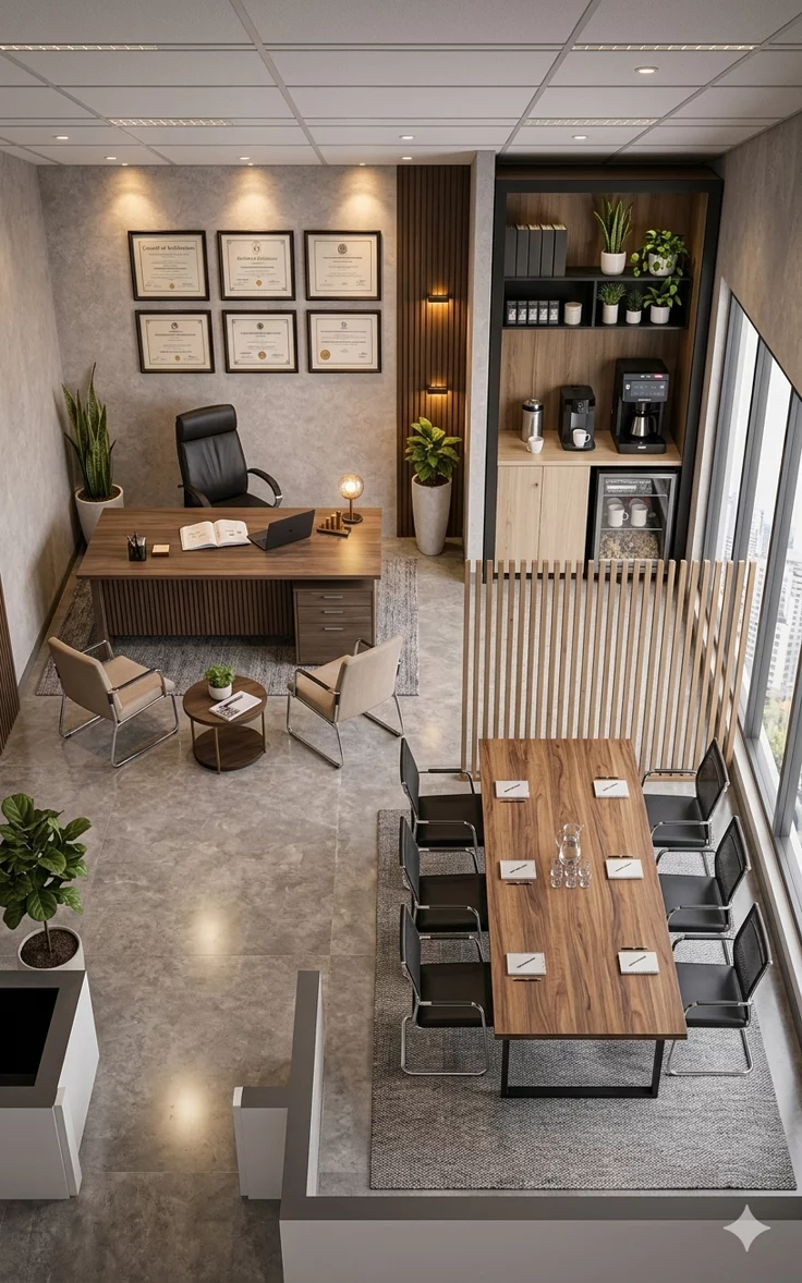 Executive office corridor with refined materials